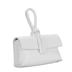 Alternative view of Italian Designer Soft Leather Full Grained Leather Clutch Crossbody Pull Through Loop Clara- PURE White SELLING FAST