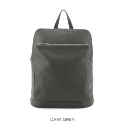 Italian Designer Leather Square Pocket Convertible Backpack Large, 13 inch Laptop- Alunna - Dark Grey