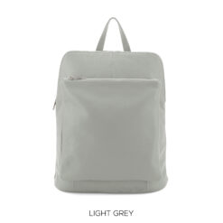 Italian Designer Leather Square Pocket Convertible Backpack Large, 13 inch Laptop- Alunna - Light Grey