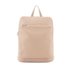 Italian Designer Leather Square Pocket Convertible Backpack Large, 13 inch Laptop- Alunna -Nude