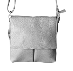 Italian Designer Leather Clutch Crossbody Monica- Light Grey