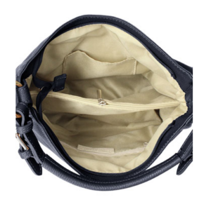 Alternative view of Black Premice Italian Designer Soft Leather Shoulder Bag with Large Tassel