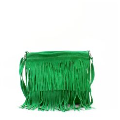 Italian Leather Suede Leather Double Fringe Cross Body Handbag - Swolit Chica New Green