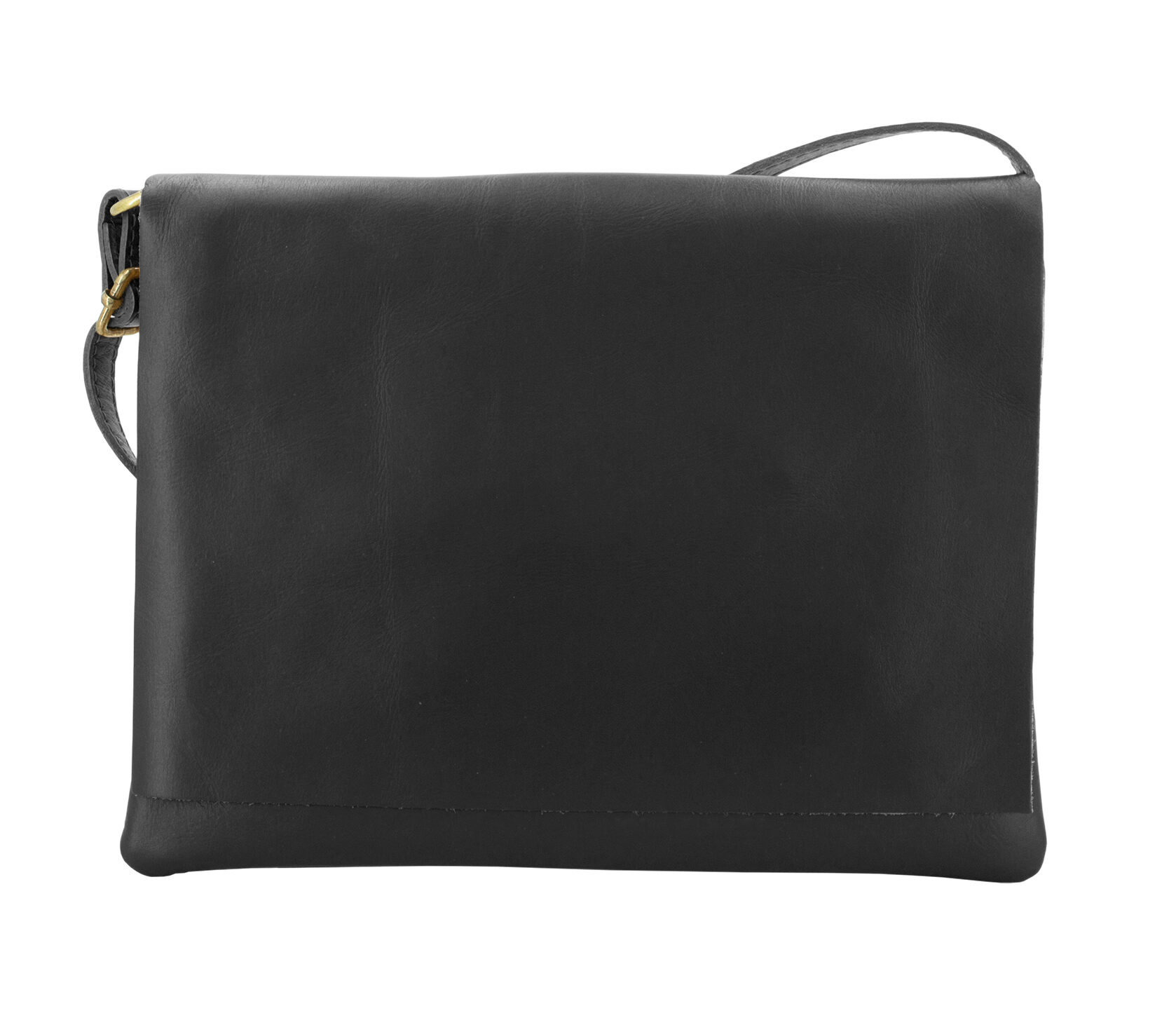 Italian Genuine Super Soft Plain Leather Cross Body Bag- Black