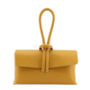 Italian Designer Soft Leather Full Grained Leather Clutch Crossbody Pull Through Loop Clara- Mustard