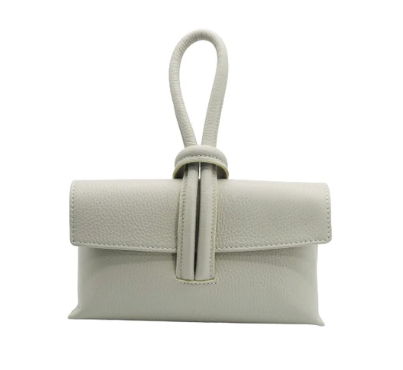 Stone Clara Italian Designer Soft Leather Full Grained Leather Clutch Crossbody Pull Through Loop
