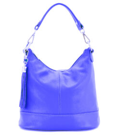 Italian Designer Leather Bucket Bag with Tassel- Swolit Tullio Royal Blue