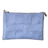 Italian Leather Woven Crossbody Bag / Clutch - Swolit Capri Dusty Blue