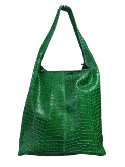 Italian Designer Soft Leather Full Croc Print Hobo- Swolit Gioia Bright Green