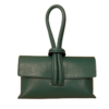 Clara Forest Green Italian Leather Full Grained Leather Clutch Crossbody Pull Through Loop