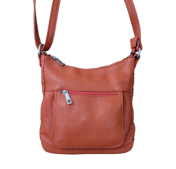 Italian Designer Leather Crossbody with Front Pocket Emilinio Dark Orange