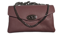 Alternative view of Italian Designer Soft Leather Full Grained Leather Crossbody Twin Compartments with Twistlock - Swolit Christina Dusty Pink