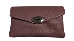 Italian Designer Soft Leather Full Grained Leather Crossbody Twin Compartments with Twistlock - Swolit Christina Dusty Pink