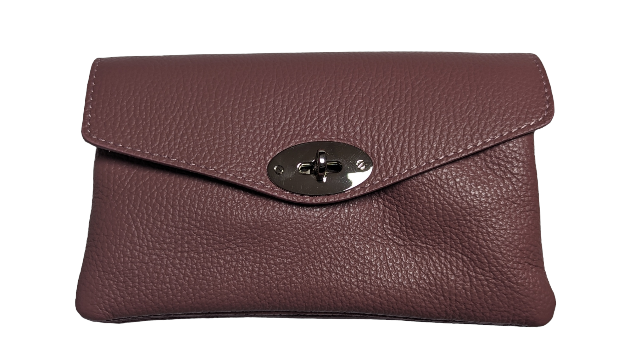 Italian Designer Soft Leather Full Grained Leather Crossbody Twin Compartments with Twistlock - Swolit Christina Dusty Pink