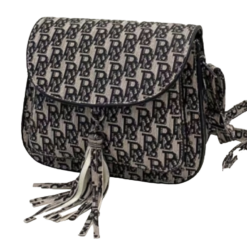 Vegan PU Cross Body Bag Saddle Style With Tassel Stud Detail Deeorish