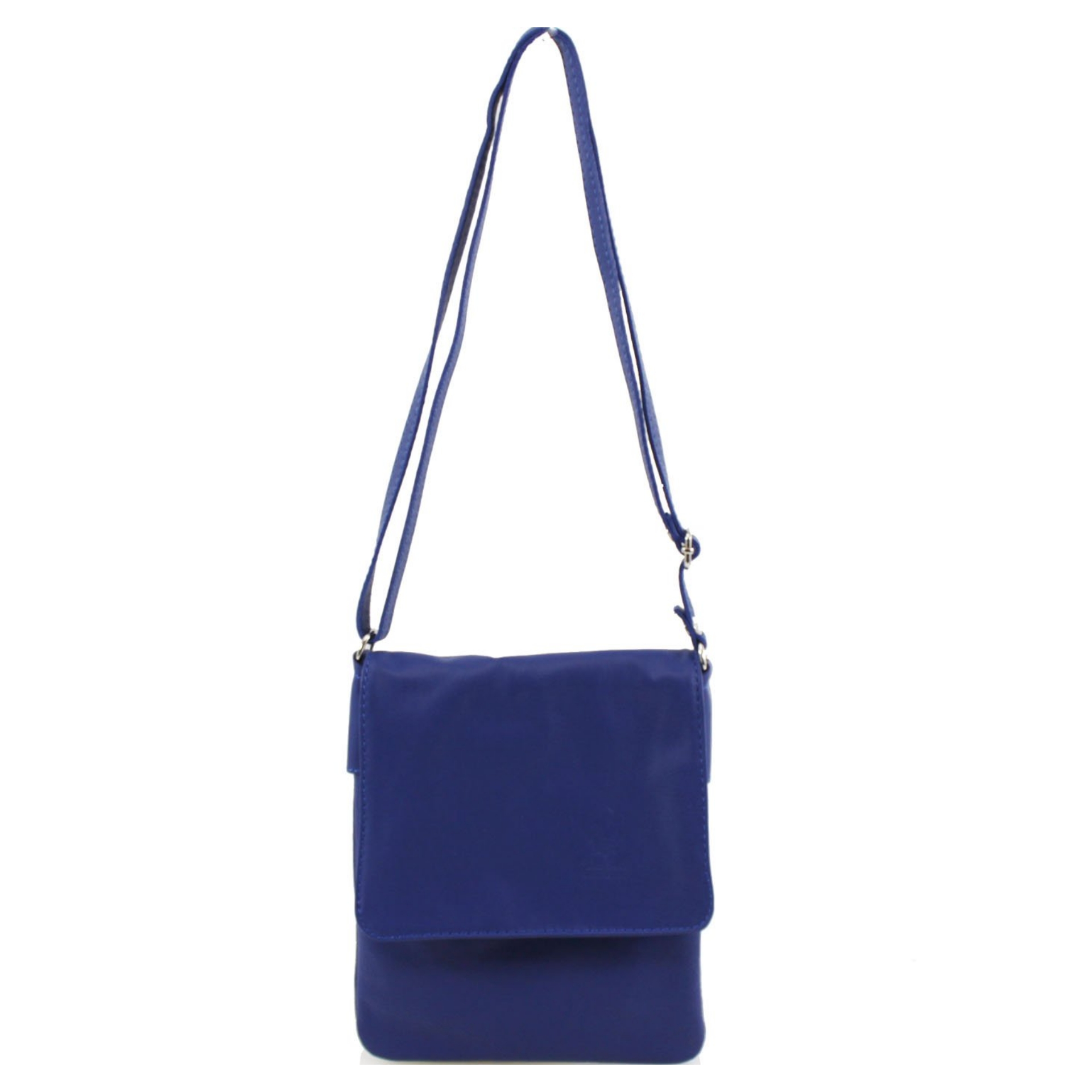 Italian Leather Flap Zip Crossbody- Nikki Royal Blue