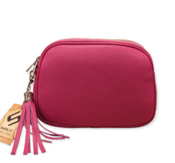 Magenta Fuchsia Ritas Italian Leather Triple Compartments Cross body bag