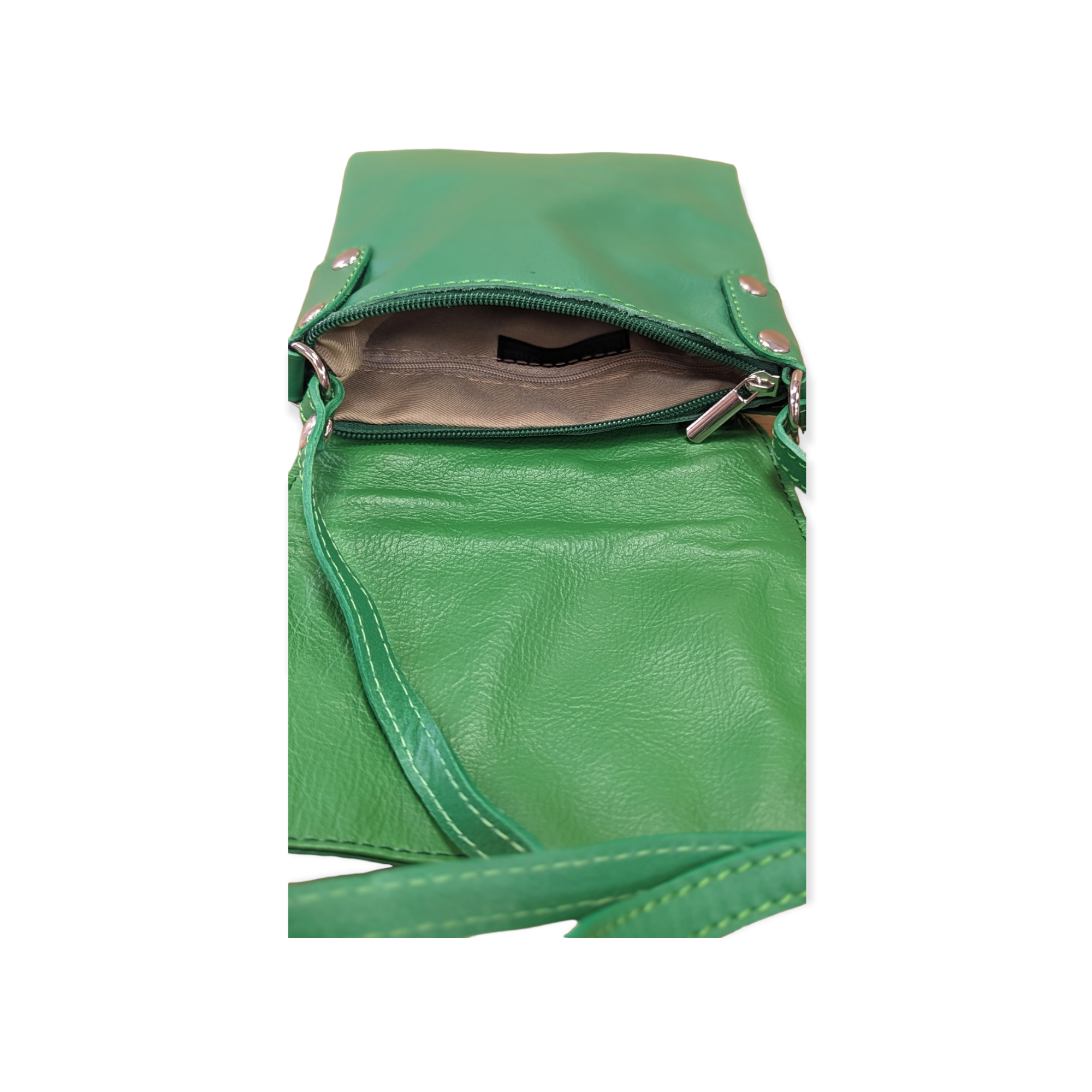 Italian Leather Flap Zip Crossbody- Nikki New Green - Image 2