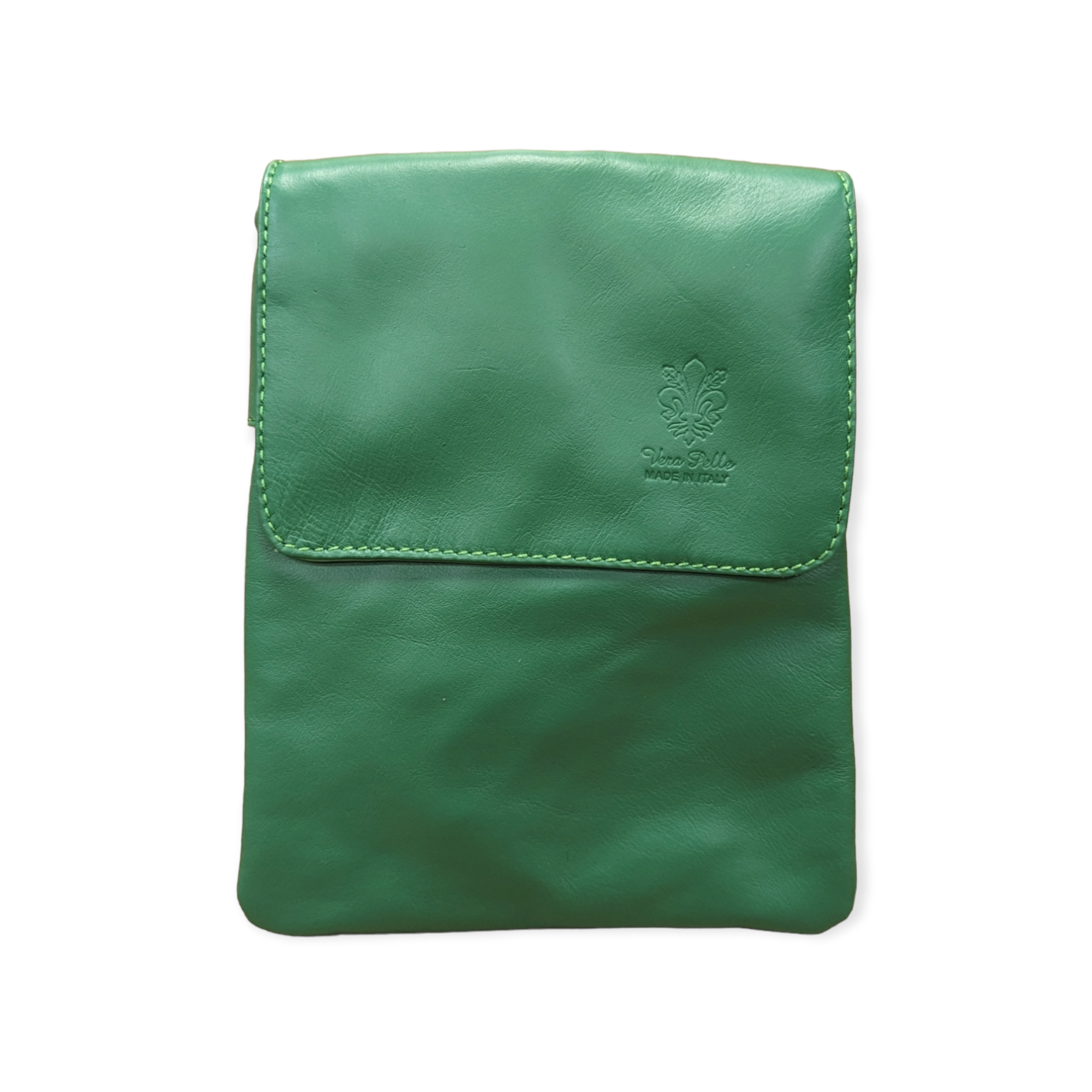 Italian Leather Flap Zip Crossbody- Nikki New Green