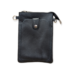 Italian Leather Cross Body Bag Phone Pouch Black