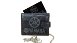 Genuine Leather, Yamaha Bikers Wallet with RFID, Safety Chain Gift boxed