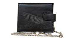 Genuine Leather, Honda Bikers Wallet with RFID, Safety Chain Gift boxed