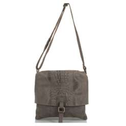 Italian Designer Suede Leather Snakeskin Cross Body Bag - Swolit Trisola - Taupe