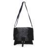 Italian Designer Suede Leather Snakeskin Cross Body Bag - Swolit Trisola - Black