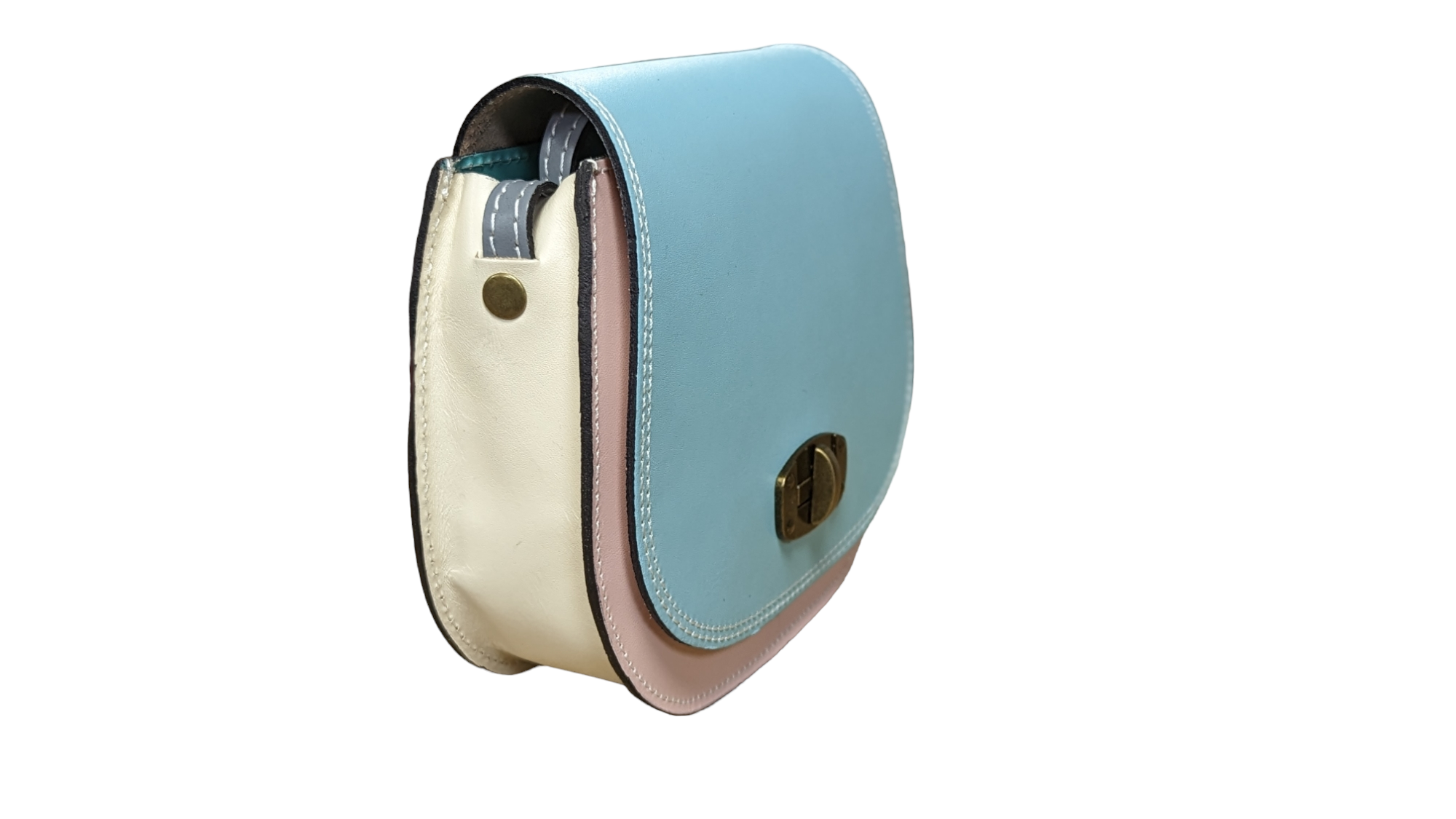 NEW Italian Hard Leather Hi Quality Mini Satchel Saddle Multi-Colour Vibrant - Arcobaleno 74 - Image 2