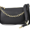 Italian Leather Shoulder, Crossbody Bag/ Clutch with Gold Tone Metal Chain Detailing - Gabriella Black