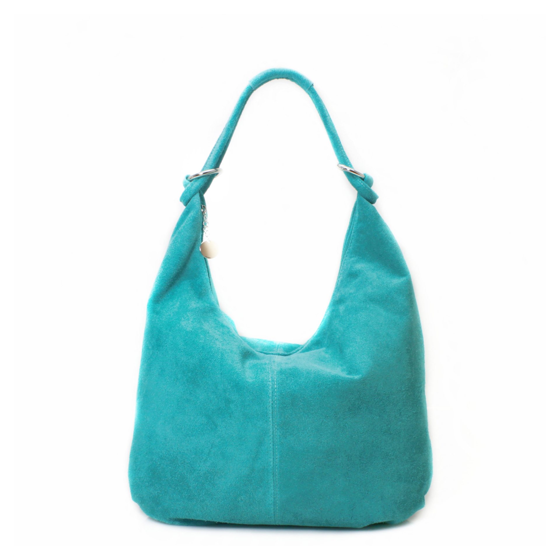 Italian Casual Soft Suede Leather Slouchy Bag-Swolit Cosimo Turquoise