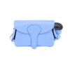 Italian Designer Leather Small Crossbody Wide Strap Bag Carina- Baby Blue