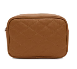 Italian Designer Leather Crossbody Shoulder Camera Bag Gaia - Sylvia Quilted Dark Tan