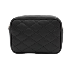 Italian Designer Leather Crossbody Shoulder Camera Bag Gaia - Sylvia Quilted Black
