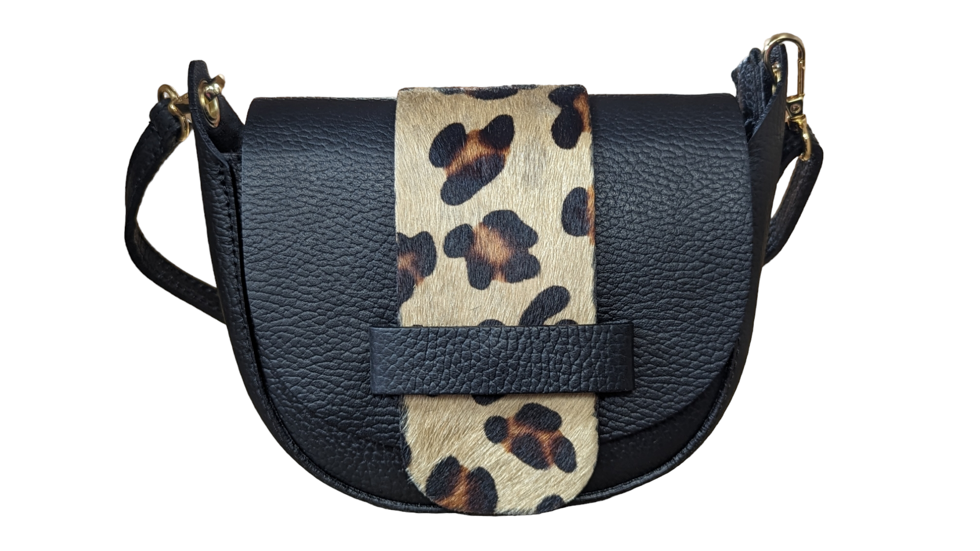 Italian Designer Soft Leather Leopard Print Half Moon Crossbody