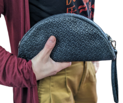 Italian Leather Half Moon Crossbody Clutch - Anne Charcoal