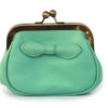 Genuine Leather Purse with 'kiss lock' fastening bow detail- Minty
