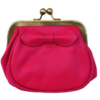 Genuine Leather Purse with 'kiss lock' fastening bow detail- Pink