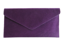 Italian Suede Leather Envelope Clutch Cross Body Eleonora- Purple