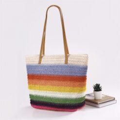 Straw Weave Vegan Beach Holiday Bag Shoulder Bag Zip Top