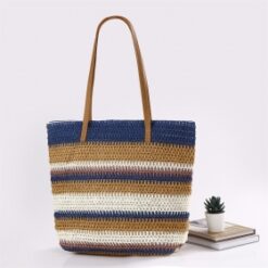 Straw Weave Vegan Beach Holiday Bag Shoulder Bag Zip Top