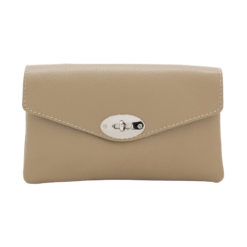 Italian Designer Soft Leather Full Grained Leather Crossbody Twin Compartments with Twistlock - Swolit Dark Beige