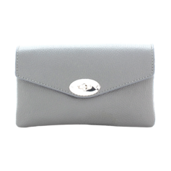 Italian Designer Soft Leather Full Grained Leather Crossbody Twin Compartments with Twistlock - Swolit Christina New Light Grey