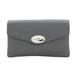 Italian Designer Soft Leather Full Grained Leather Crossbody Twin Compartments with Twistlock - Swolit Christina New Dark Grey