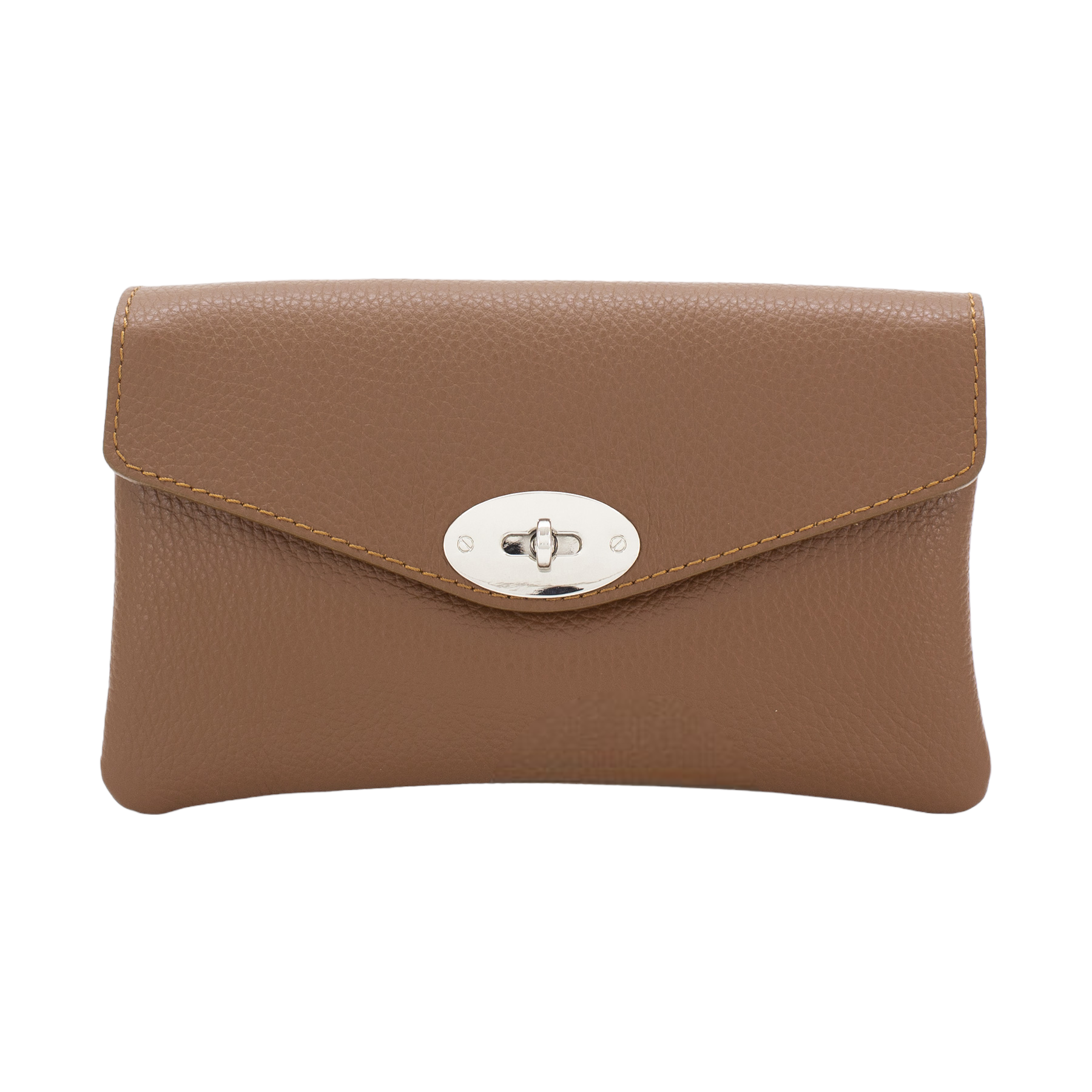 Italian Designer Soft Leather Full Grained Leather Crossbody Twin Compartments with Twistlock - Swolit Dark Tan