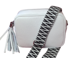 Italian Designer Leather Crossbody Shoulder Camera Bag Gaia -Silver Hardware-  White