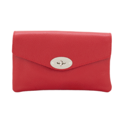 Italian Designer Soft Leather Full Grained Leather Crossbody Twin Compartments with Twistlock - Swolit Christina New Red