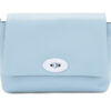 Italian Designer Soft Leather Full Grained Leather Crossbody with Twistlock Silver Hardware - Swolit Anete Light Blue