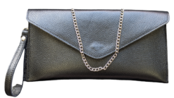 Fine Italian Full Grained Leather Envelope Clutch Cross Body Bag - Gaynor Black