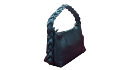 Alternative view of Fine Italian Leather Handbag with Platted Handle Detailing-  Daniellei Navy
